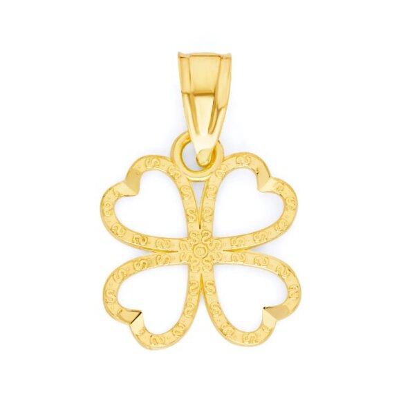10k Solid Gold Four Leaf Clover Pendant - Good Luck Jewelry Gifts for Her